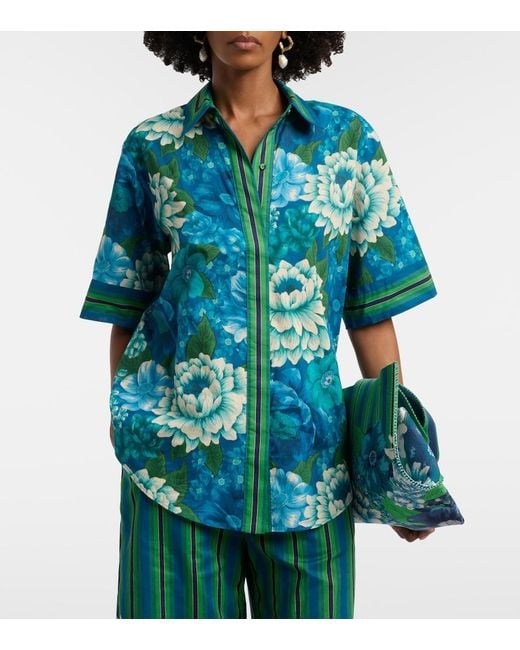 ALÉMAIS Blue Margo Oversized Printed Cotton Shirt