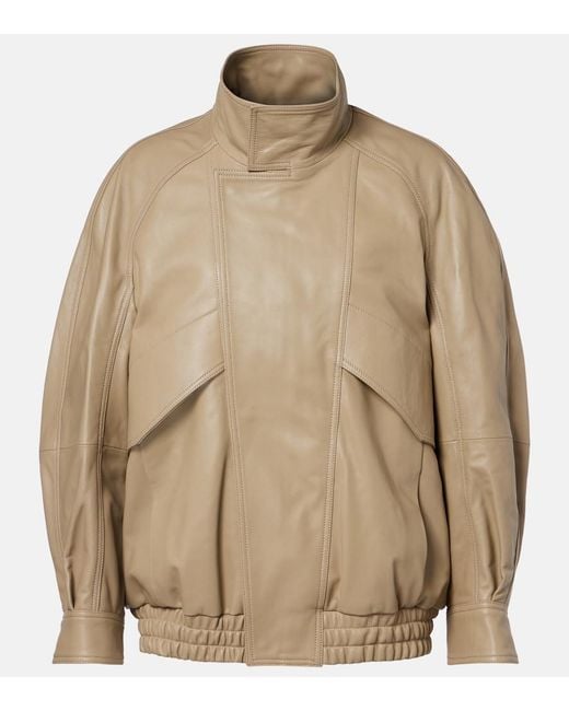 Nour Hammour Brown Ariste Leather Bomber Jacket