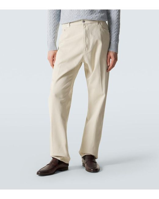 Dunhill White Cotton Straight Pants for men