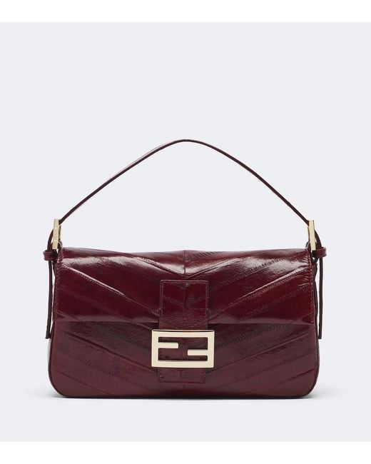 Fendi Purple Baguette 26424 Small Leather Shoulder Bag
