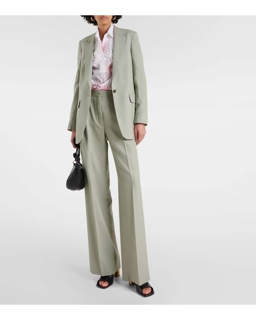 Dries Van Noten Green Gerade Mid-Rise-Hose Aus Wolle
