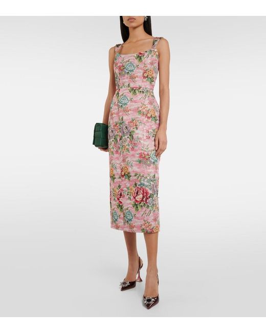 Markarian Pink Floral Bustier Midi Dress
