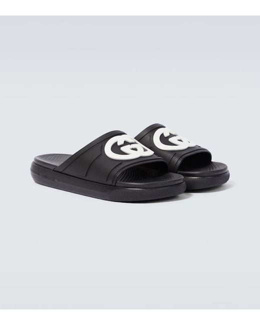 Gucci Black Interlocking G Slide Sandal for men