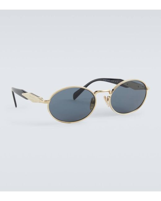 Prada Blue Logo Oval Sunglasses for men