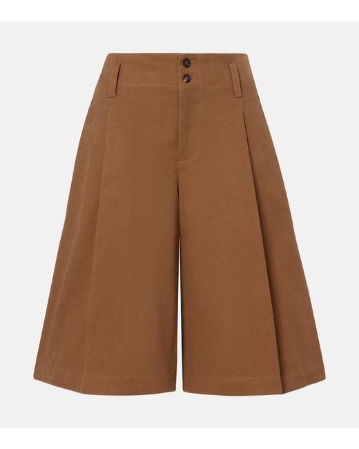Chloé Brown High-Rise Cotton Canvas Bermuda Shorts