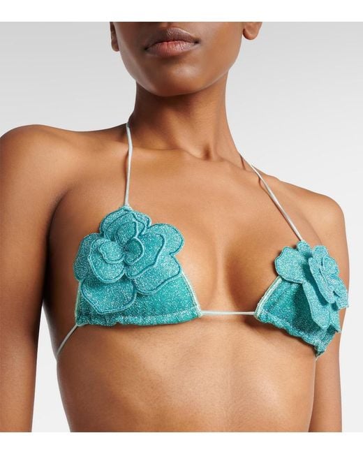 Oseree Green Lumiere Floral-Applique Bikini