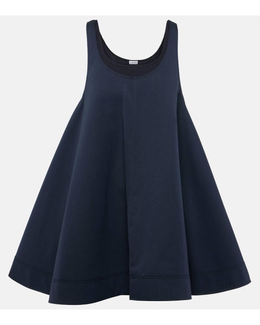 Loewe Blue Trapeze Cotton Shirt Dress