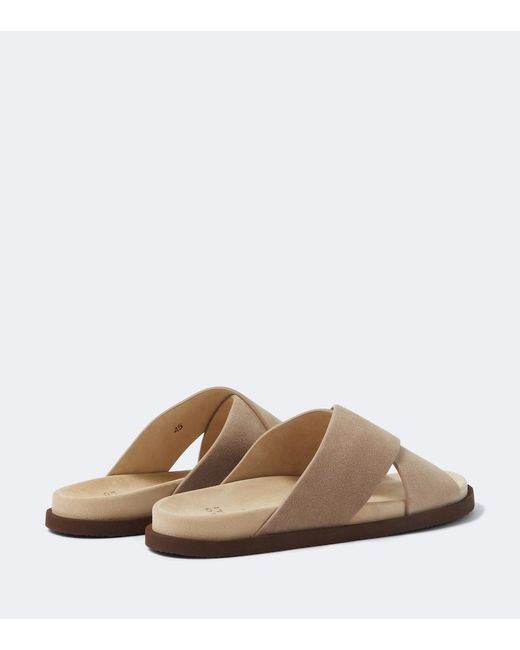 Brunello Cucinelli Brown Suede Slides for men