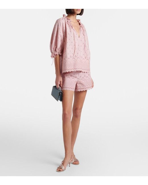 Valentino Pink Embroidered Cotton Shorts