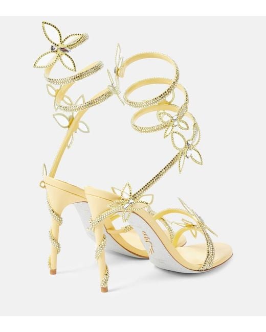 Rene Caovilla Metallic Margot Butterfly Embellished Satin Sandals