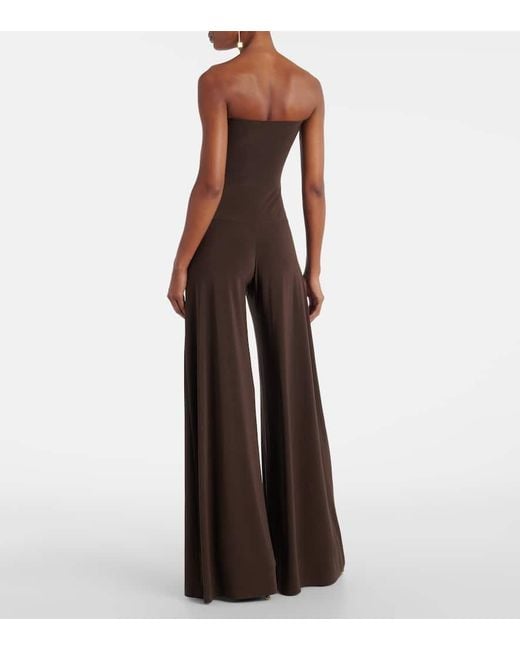 Norma Kamali Purple Strapless Jersey Jumpsuit