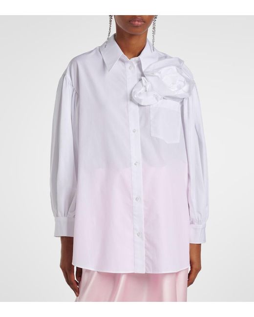 Simone Rocha White Floral-Applique Cotton Shirt