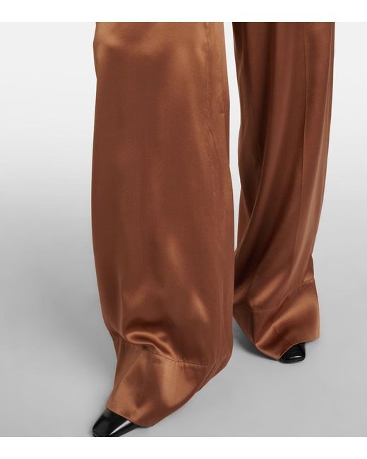 Pantalon Ample Dijon En Satin De Soie Joseph en coloris Brown