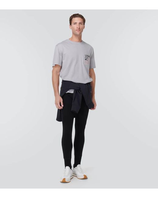 Loewe Black Logo-jacquard Wool leggings for men