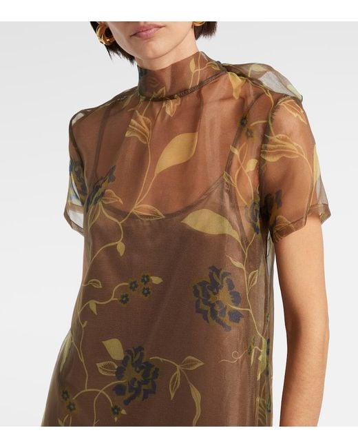 Staud Natural Calluna Floral Organza Maxi Dress
