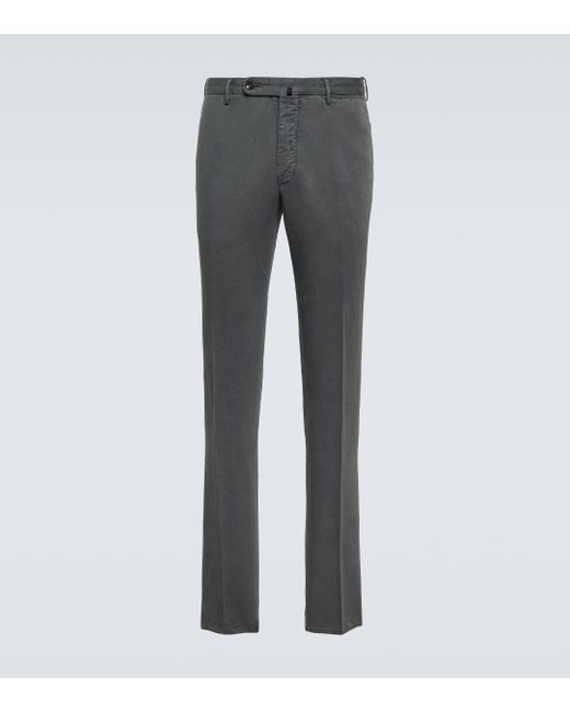 Incotex Gray Cotton And Linen Straight Pants for men