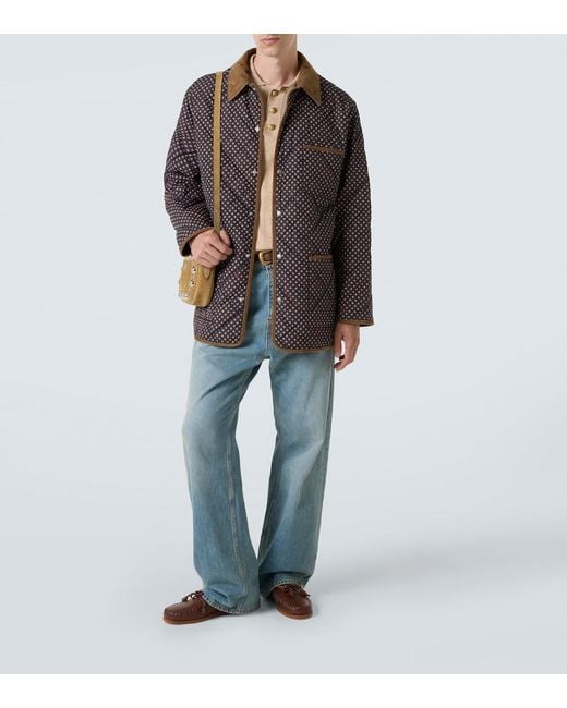 Valentino Brown Polka-Dot Quilted Jacket for men