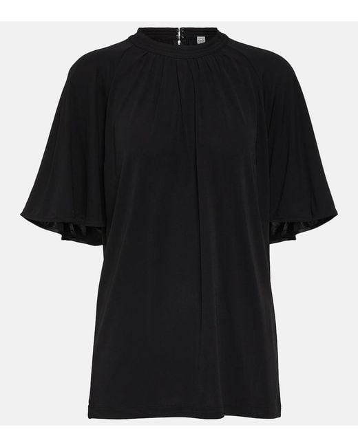 Totême Black Draped Jersey Top