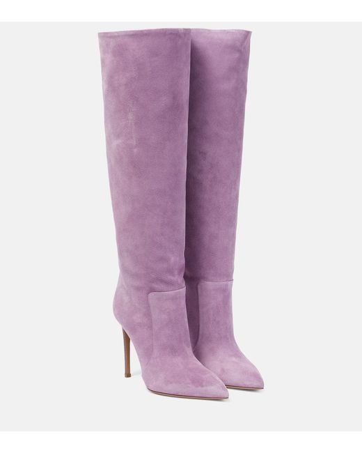 Paris Texas Purple 105 Suede Knee-high Boots