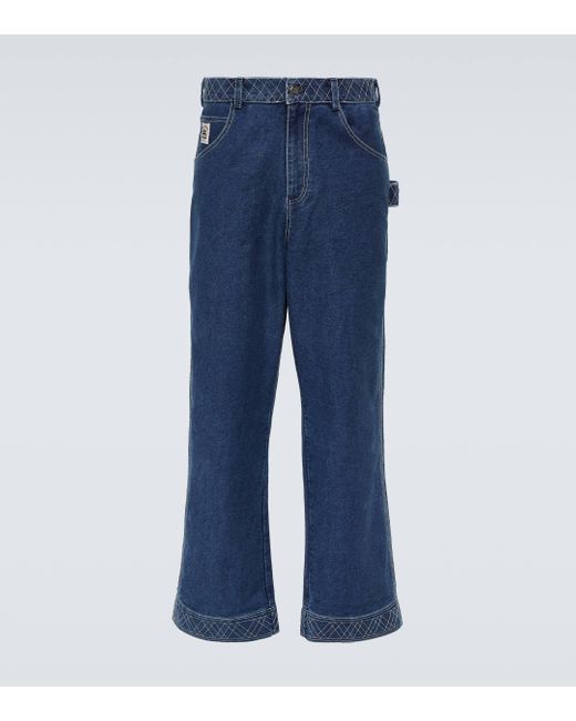 Bode Blue Knolly Brook Embroidered Wide-leg Jeans for men