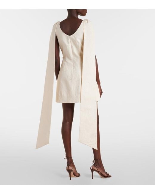 Markarian Natural Gita Bow-Detail Brocade Minidress
