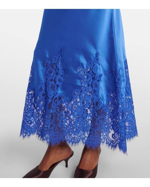 Rebecca Vallance Blue Maxikleid Remi Aus Spitze Und Satin