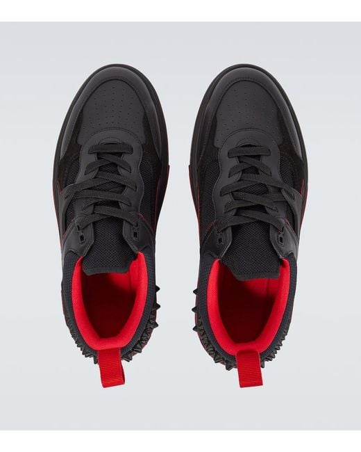 Christian Louboutin Black Astroloubi Leather Low-Top Trainers for men