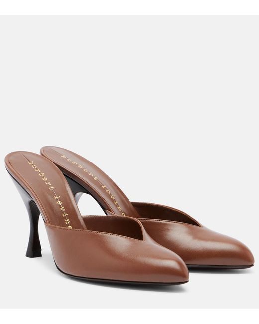 Herbert Levine Brown Sitting Pretty Leather Mules