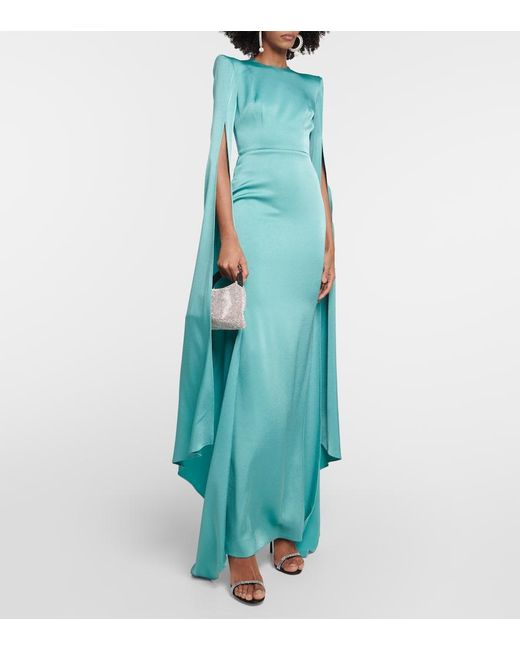 Alex Perry Green Bennett Satin Gown