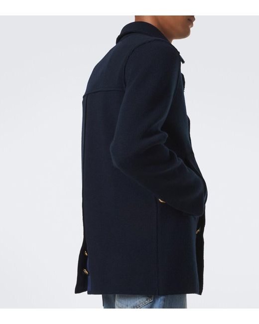 Dolce & Gabbana Blue Dg Knitted Cotton Blazer for men