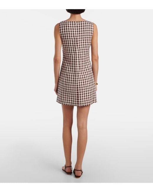 Posse White Sadie Gingham Linen Minidress