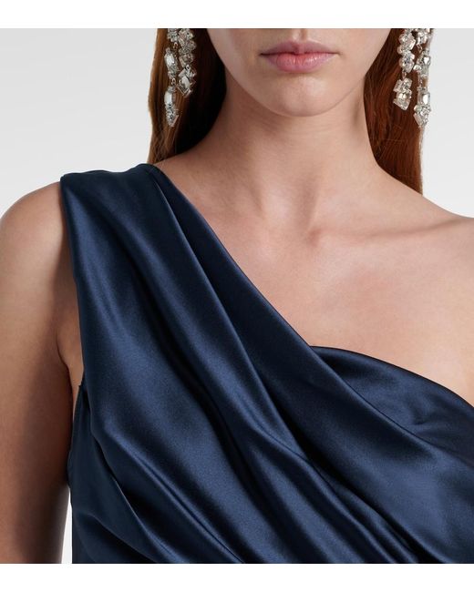 The Sei Blue Draped One-Shoulder Silk Charmeuse Gown