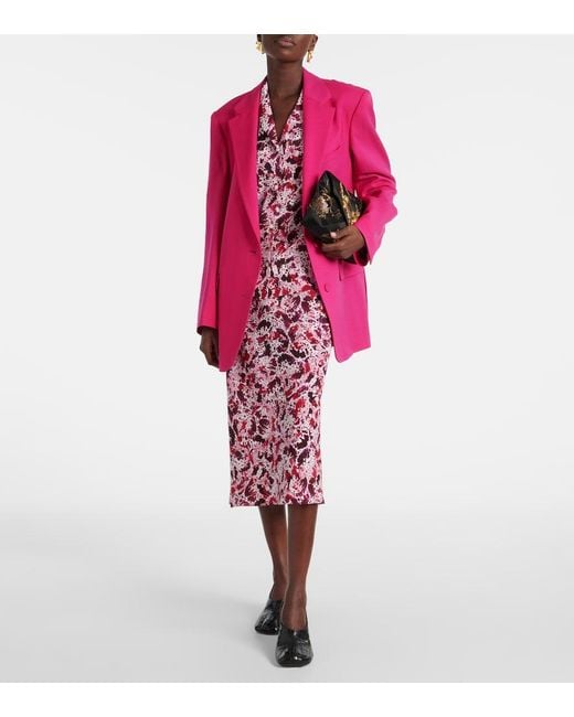 Dries Van Noten Red Floral Pencil Skirt