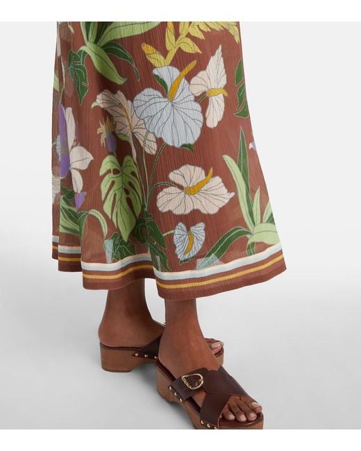 ALÉMAIS Brown Alfie Gathered Cotton And Silk Midi Dress