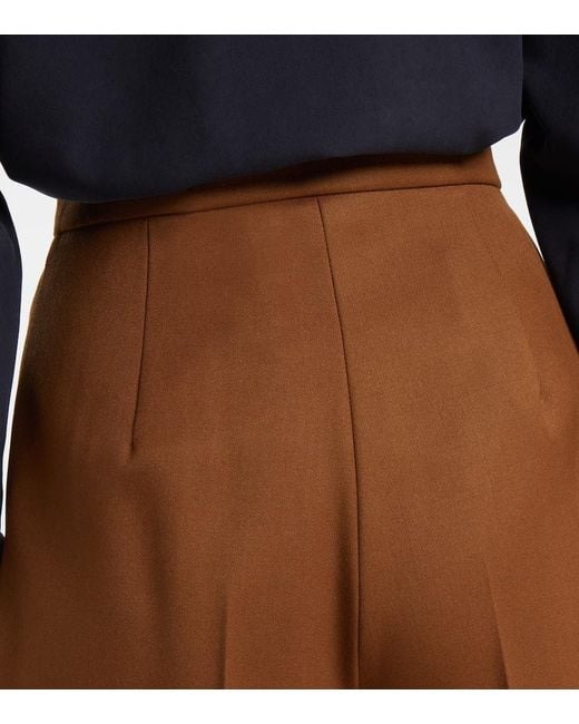 Max Mara Brown Ozieri High-Rise Virgin Wool Shorts