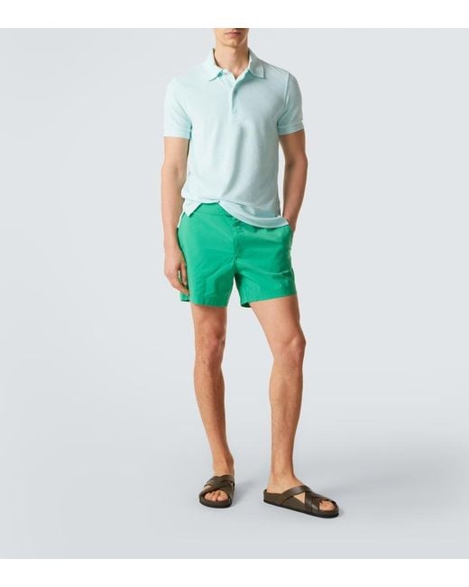 Tom Ford Blue Cotton-Blend Terry Polo Shirt for men
