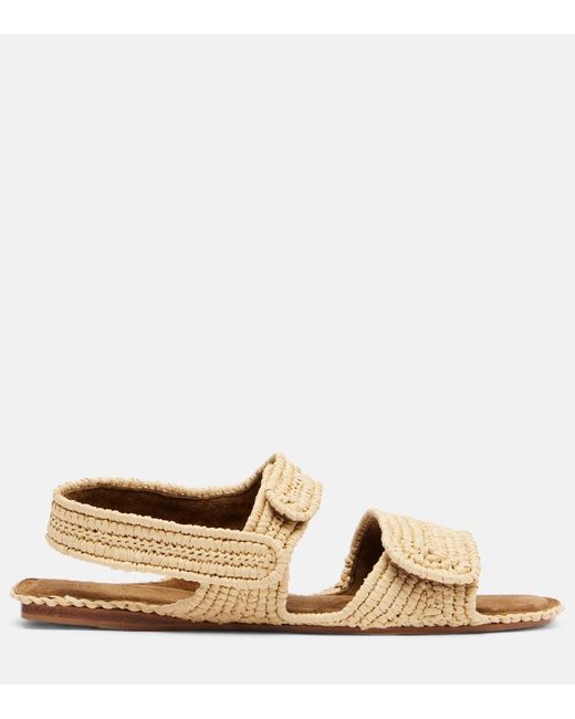 Khaite Natural Boden Raffia Slingback Sandals