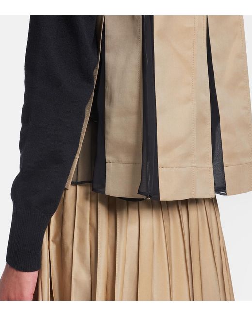 Sacai Cotton-Blend Gabardine Cardigan in Black | Lyst UK