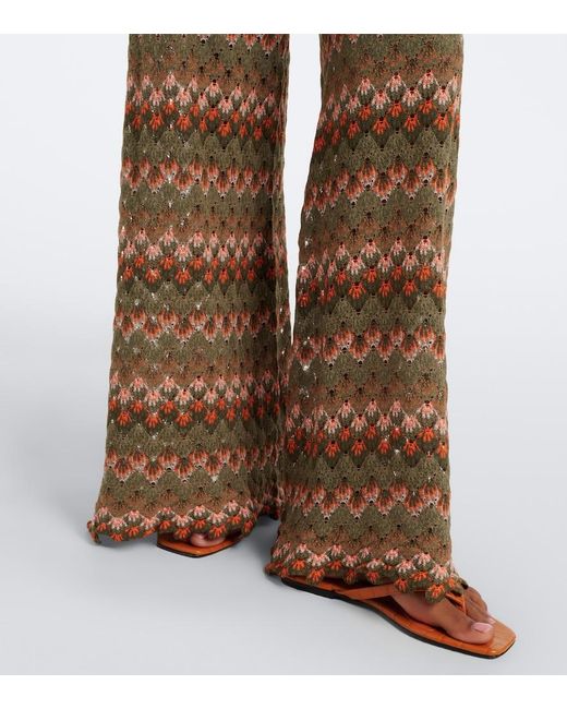 LaDoubleJ Natural Embroidered Cotton-Blend Palazzo Pants