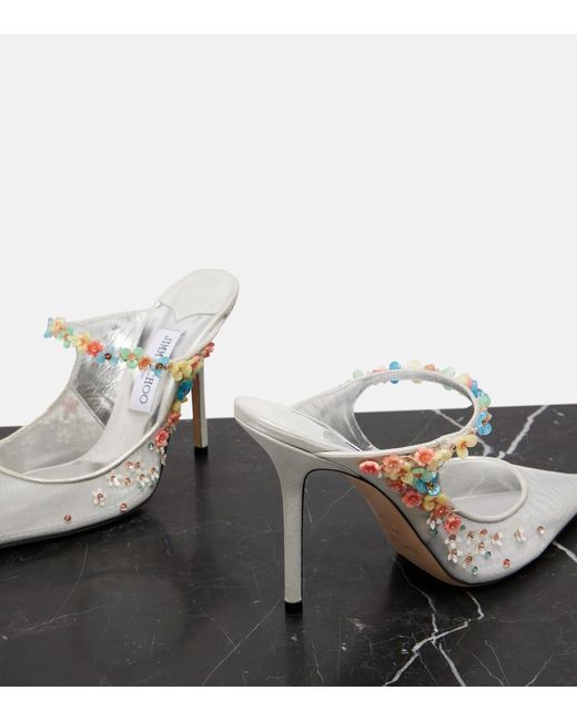Mules Bing Daisy 100 De Malla Adornados Jimmy Choo de color White