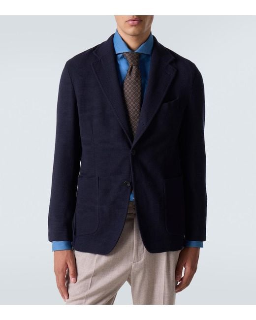 Rubinacci Blue Wool Blazer for men
