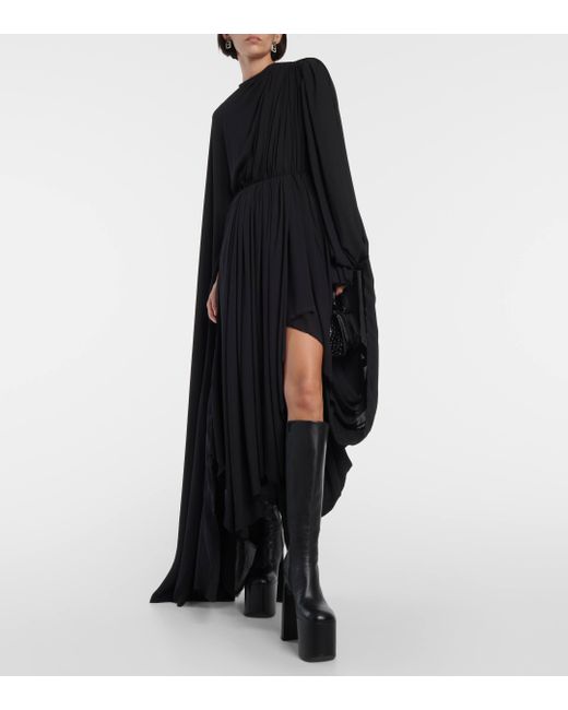 Robe asymetrique en crepe Balenciaga en coloris Black