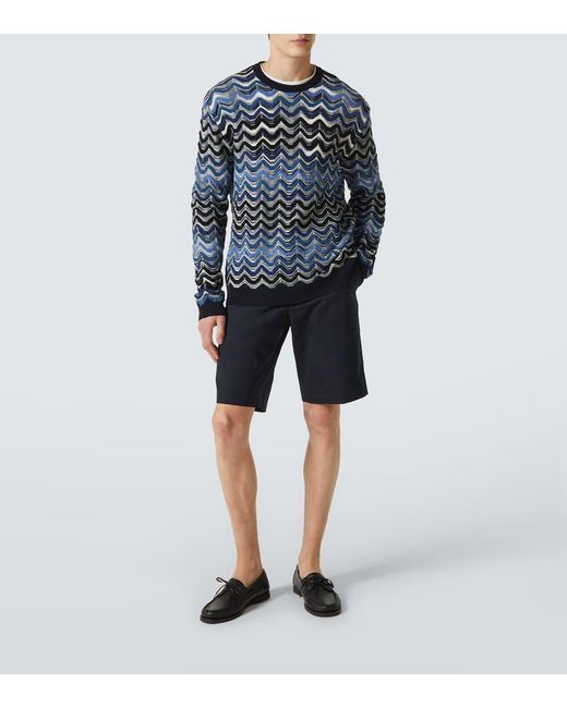 Missoni Blue Zigzag Wool Sweater for men