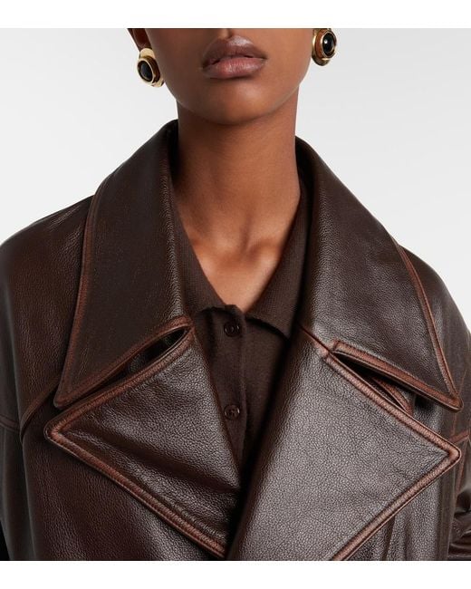JACQUES WEI Brown Leather Biker Jacket