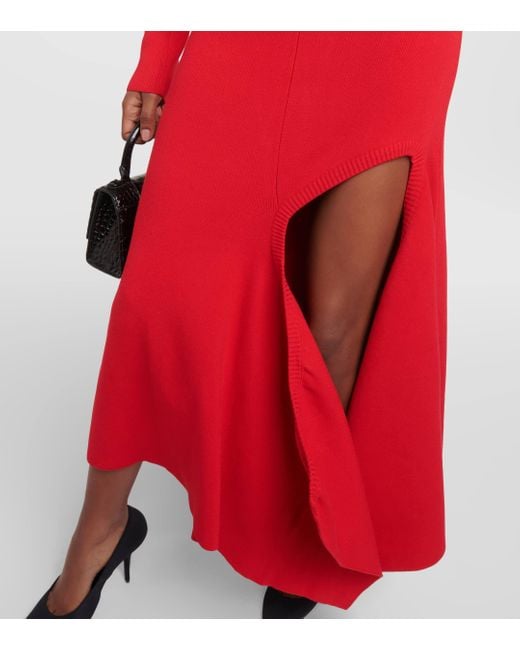 Y. Project Red Asymmetric Jersey Maxi Dress