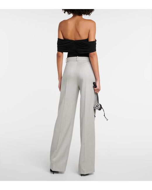 Pantalones rectos de lana de tiro medio Magda Butrym de color Gray