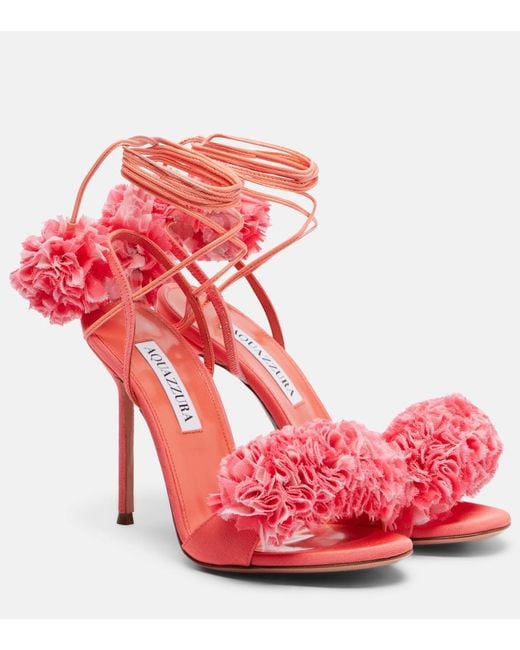 Aquazzura Red Cherry Kiss Leather-Trimmed Sandals