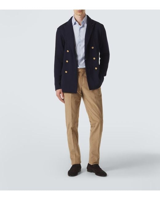 Lardini Blue Double-Breasted Virgin Wool Blazer for men