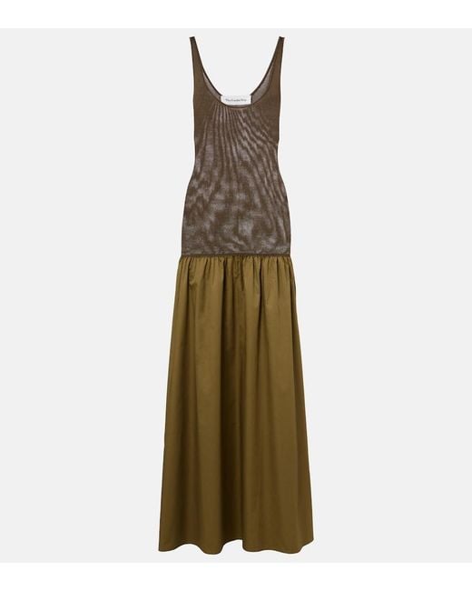 Frankie Shop Green Ilya Cotton-Trimmed Maxi Dress