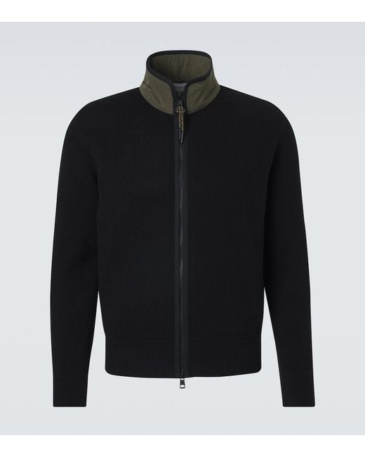 Moncler Black Archivio Waffle-Knit Cotton Jacket for men